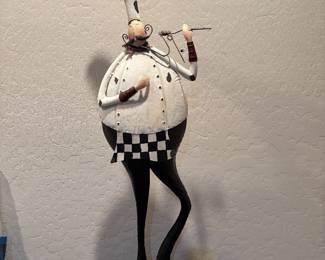 Vintage 34" Chef Statue, Metal