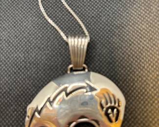 Sterling Silver Fetish Bear Pendant on Box Chain 