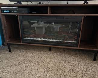 Sauder "Harvey Park" TV Stand/Fireplace/Cubbies & Glass Doors