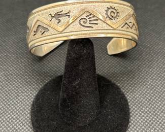Sterling Modernist Southwest Cuff Bracelet By R. J. Scott, Navajo