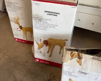 3 Lighted Christmas Deer, 2 have Movement