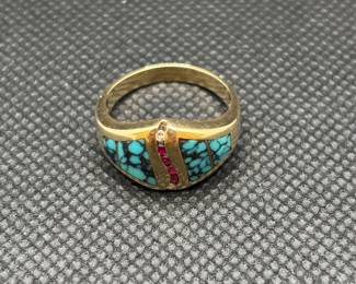 Turquoise & Gold Ring
