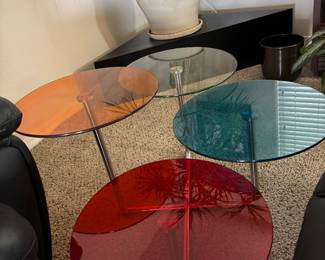 4-Tier Rainbow Glass/Chrome Coffee Table by Thomas Tomasucci