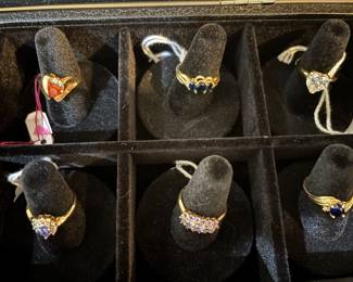 Rings in 2-Trays:  White & Yellow Gold, 10 & 14K + Diamonds