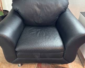 Italian Black Leather Club Chair