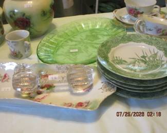 Depression glass and Japanese porcelain plates