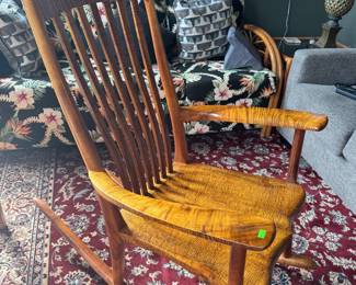 handcrafted curly Koa rocking chair by Stan Gollaher
