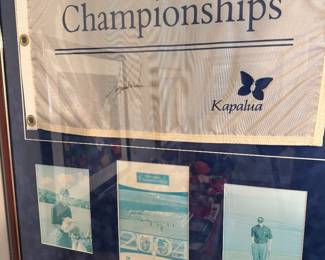 golf flag from the Mercedes Championship in Hawaii, signed by Tiger Woods