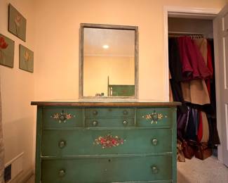 Antique Country Painted Dresser  with mirror