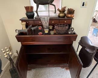 Antique dry sink with various decor 