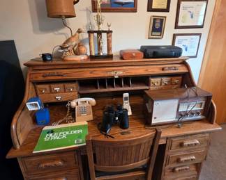 Roll Top Desk, Trophies, Military, MCM Radio, Telephone