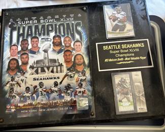 Lots of Seattle Seahawks memorabilia