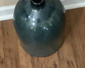 Beautiful green pottery bottle.