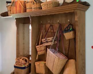 Just a few of the Longaberger baskets on hall tree.  