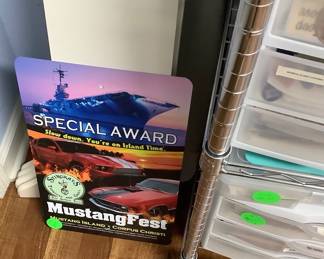 One of his awards for his Mustang.