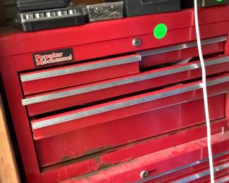 Red tool box.  Loaded with tools.  Price: 185.00