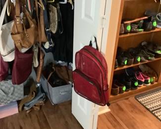 Purses in closet"