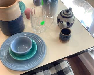 The 60’s table with some pottery & Fiesta table setting.