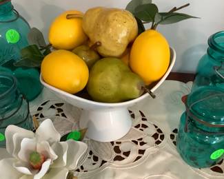 White contemporary bowl with fruit.