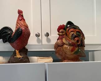 Ceramic roosters.