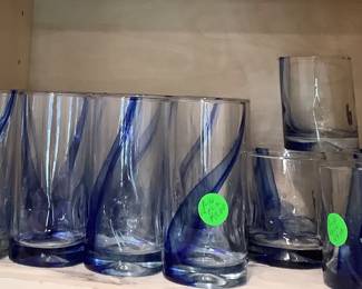 Beautiful blue and crystal drinking glasses.