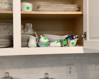 Several cake plates on counter.