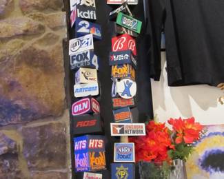 Collected Microphone Flags (Sports, News, Wrestling, Etc) created 2 pole art pieces