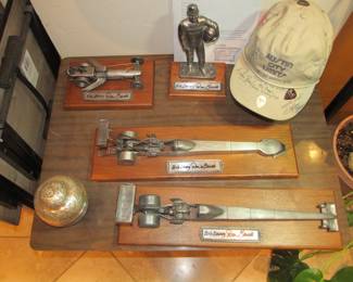 1990s Pewter Drag Racing Sculptures Signed by "Big Daddy" Don Garilits
