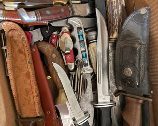 Huge amazing knife collection! barely half of them! Some swords too