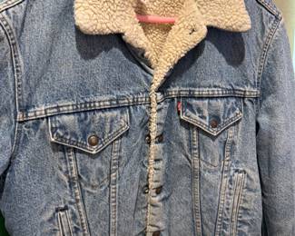 1980s Levis Made in USA Denim Sheepskin Jacket size 42-ish