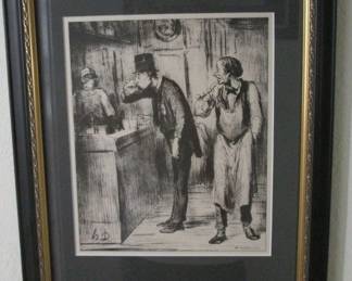 Honore Daumier print! Made in his lifetime and authenticated. Archival mat and frame. Highly collectable; art to treasure and pass down.