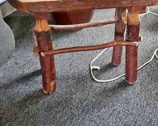 Rustic cedar stool, hand-hewn. Get that cabin decor goin'.