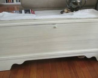 Another fab cedar chest, a Lane, with original tag. Refinished in a soft beachy white wash.