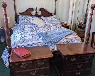 Head board, foot board, mattress and frame. 