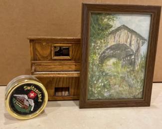 Vintage Music Boxes With 1983 W Stratton Painting