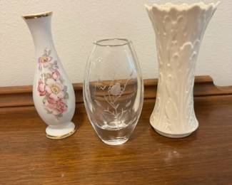 Lenox Vase West Germany Bavarian Vase  Etched Crystal Vase