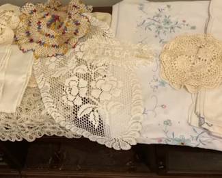 Vintage Crocheted Doilies Table Runners And Table Clothes
