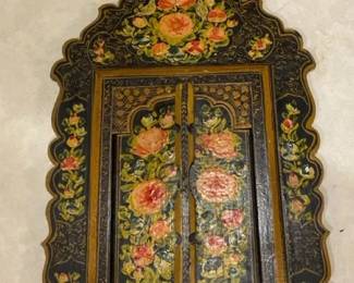 Antique Persian Hand painted Wooden Mirror
