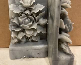 Vintage Carved Stone Bookends
