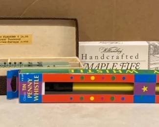 Baroque Soprano Record Penny Whistle And Williamsburg Maple Fire
