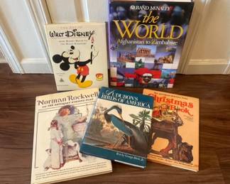 The Art of Walt Disney and Norman Rockwell Art Books with Rand Mcnally The World and Audubon Book