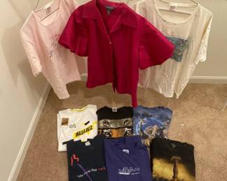 Ralph Lauren Silk Top and 1990s Queensryche Concert Shirt with Vintage and Souvenir TShirts