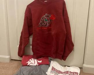 Vintage WSU 1998 Rose Bowl Sweatshirt with Other WSU Shirts