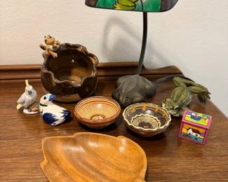 Faux Stained Glass Frog Lamp Clay Pottery And Decor