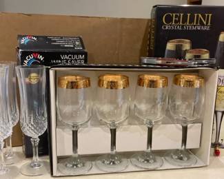 Cellini Crystal Stemware Decorated With 24k Gold And Others