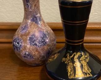 Vintage Handmade Manolisakis Keramik Greece 24k Gold Vase
