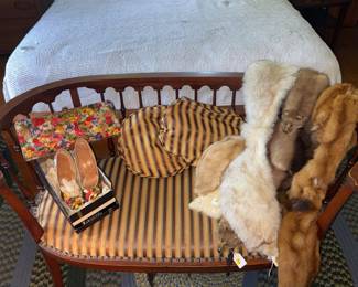 MCM Shoe & Purse, Loveseat, Fur Throws