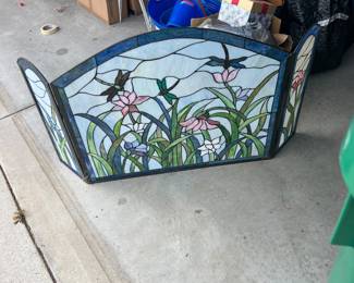 Stain glass fireplace screen