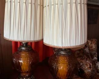 vindage gold glass lamps