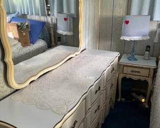 vintage 1970s girls bedroom set white mirrored dresser